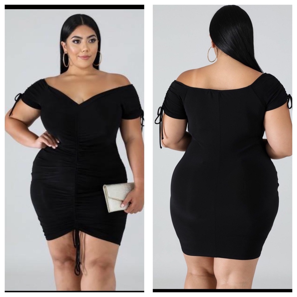 Black off shoulder mini dress